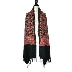 Unbranded | Women | Kashmiri Indian Floral Embroidered Wool Scarf Shawl | OS